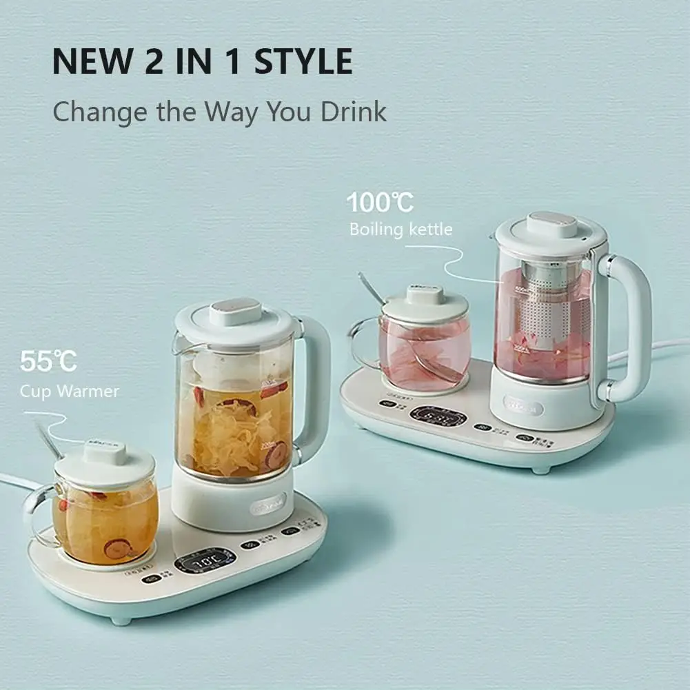 

YSH-C06N1 Health Pot, Kettle with Cup Warmer, Glass Kettle for Coffe Tea with Infuser, Pre-set, Temperature Control, 300ml &amp