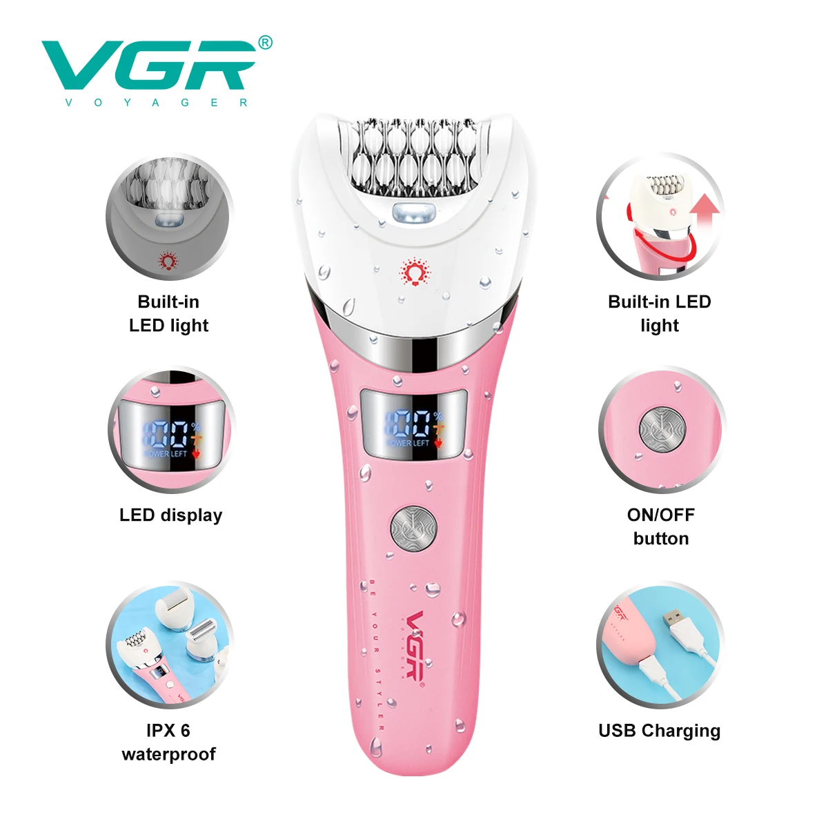 VGR V-759 5-in-1 مجموعة تشذيب الشعر متعددة الوظائف...
