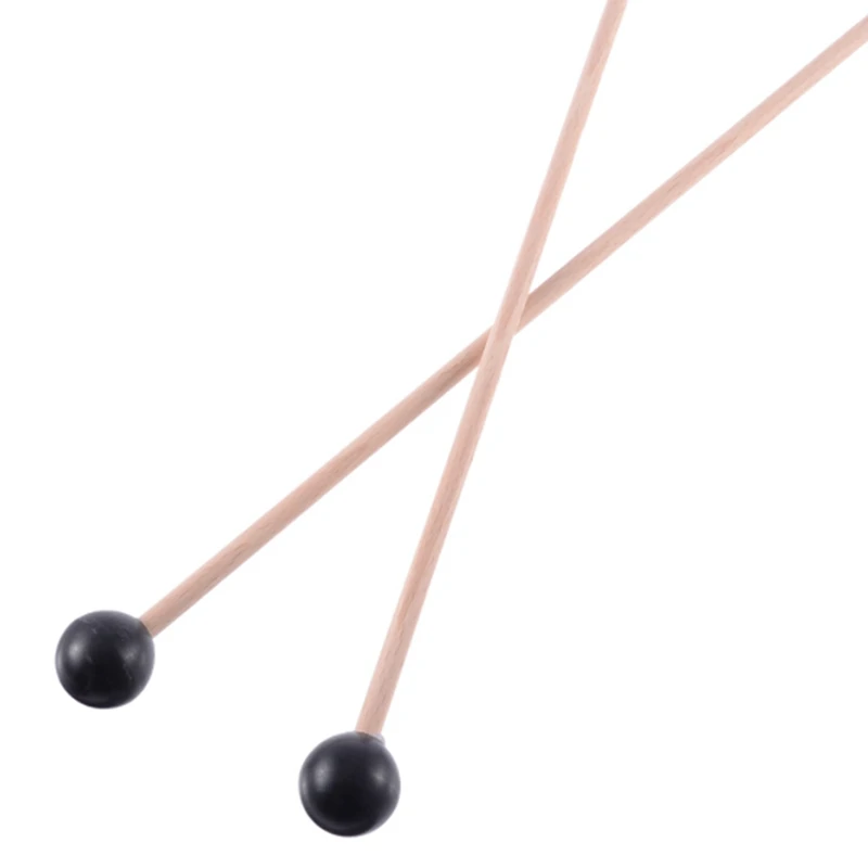 ABJV 10Pcs Soft Rubber Head Sticks Wood Handle Bell Mallets For Glockenspiel Xylophone Bell Music Instruments Parts Black