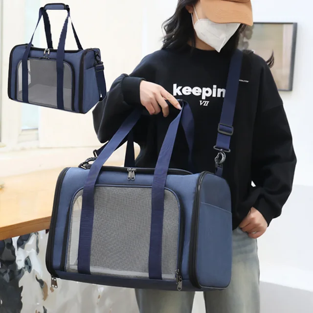 Dog Cat Carrier Bag Soft Carrier Side Backpack Pet Dog Travel Bags Airline Approved Transport for Small Dogs Cats Outgoing 4