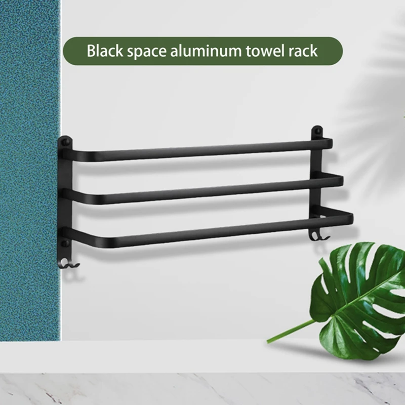 Towel Rack Aluminium 2/3 Ladders Storage Organizer with Hook Wall Mounted for Bathroom Kitchen Hotel