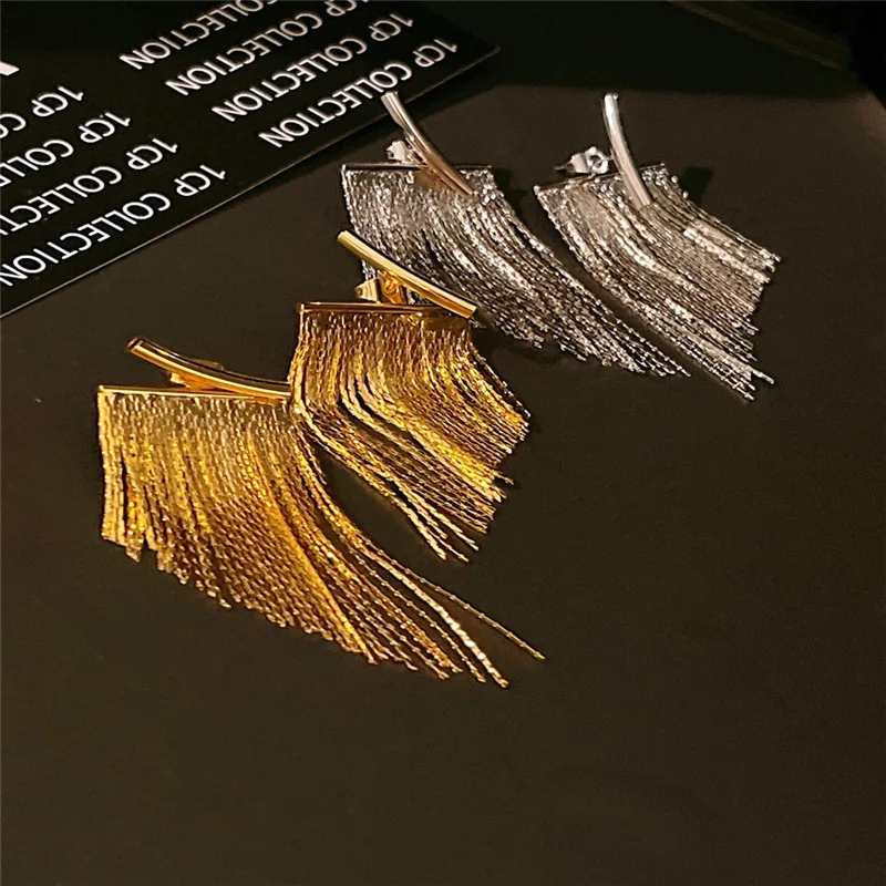 Dangle Earrings Drop Earrings Pendant Earrings Long Earrings Golden Earrings Crystal Tassel Earrings Fashion Statement Gold Color Bling Tassel Earrings For Women Female Wedding Daily Jewelry Gifts