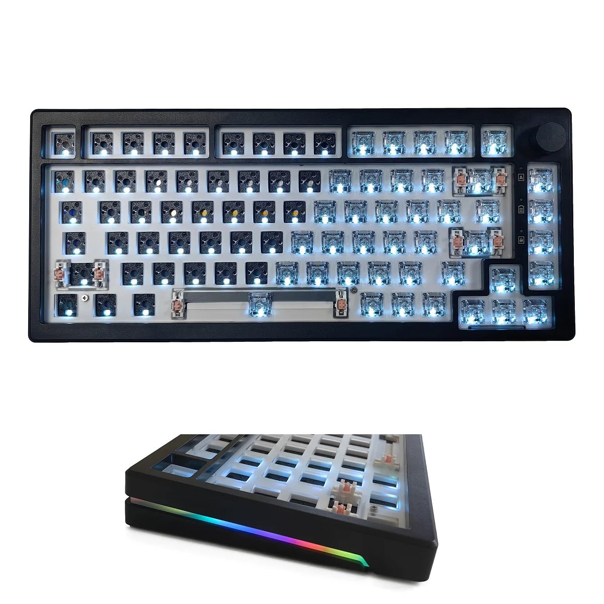 

MAIMOOO KX75 Custom 75% Keyboard Kit Hotswap South-facing Full RGB Backlit 2.4GHz/ Bluetooth Macro DIY Mechanical Keyboard