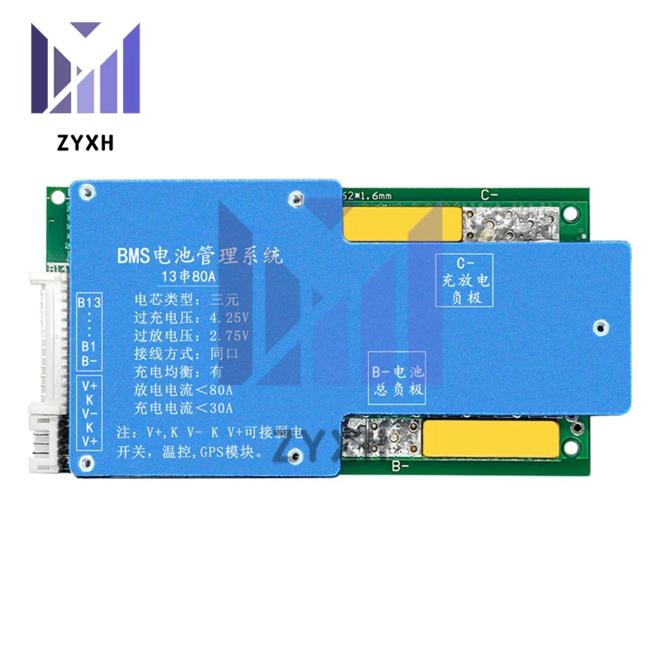 

BMS 13S 48V 50A 60A 80A 18650 Li-ion Battery Manage System Board with Balanced NTC Temperature Protection For Ebike Charging