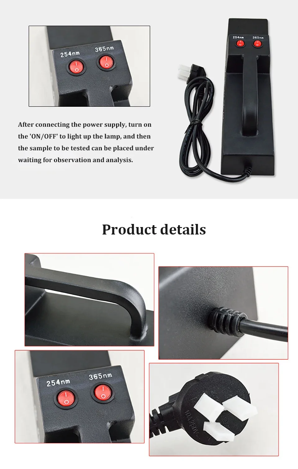 Portable Ultraviolet Analyzer UV Lamp 365nm/254nm High Sensitivity Analyzer Lab