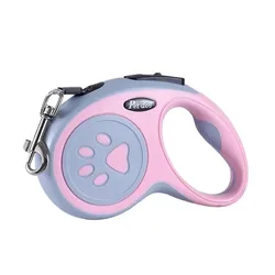 Retractable Pet Leash with One - Click Brake and Durable Nylon Strap (Blush Pink)
