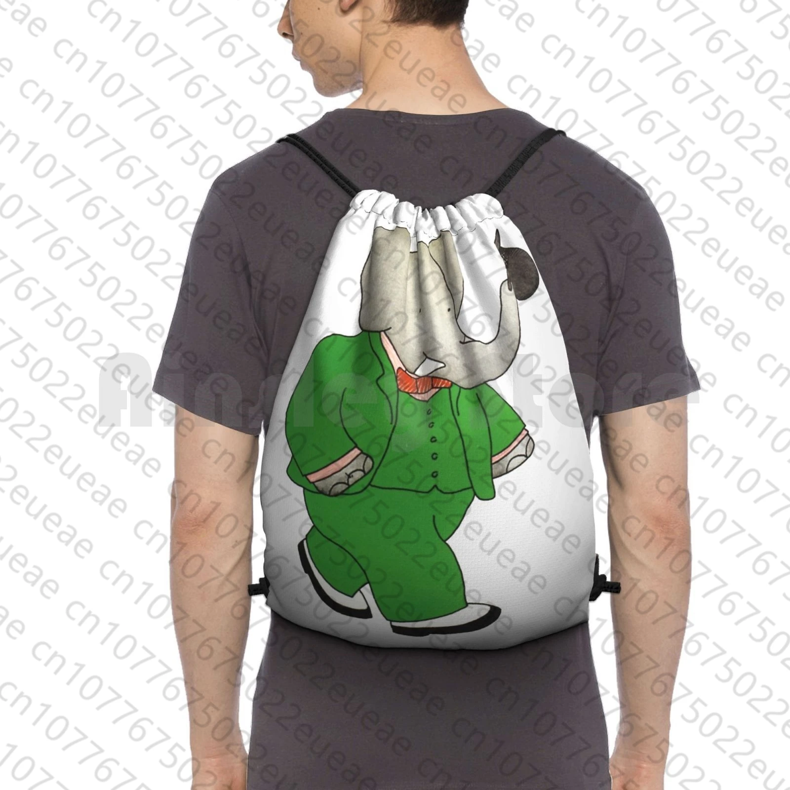 Babar L'Elephante Zaino Borse Con Coulisse Borsa Da Palestra Impermeabile Babar Elephant Babar The Elephant French Cartoon Anime