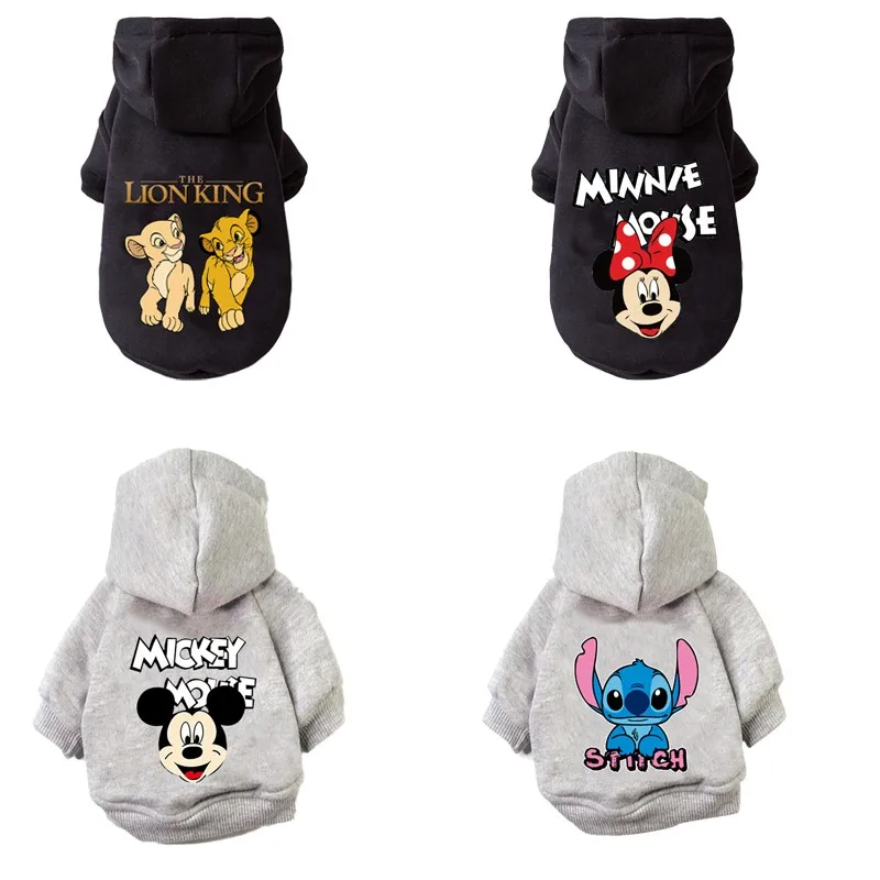 Pet Clothes Disney Anime Pattern Dog Mickey Minnie Hoodie Small And Medium Vest Outdoor Sweatshirt