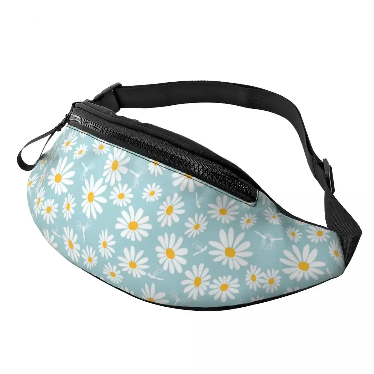 

Daisy Flower Fanny Pack Men Women Custom Daisies Floral Crossbody Waist Bag for Cycling Camping Phone Money Pouch