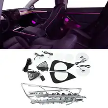  Upgrades 64 Color APP Controller Interior Ambient Lighting Atmosphere Strip Light Kits V2 Replacement for Tesla Model Y 2021+ 