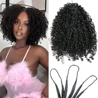 Extensions de cheveux humains bouclés 240g Afro Kinky Burmese, sans nœuds, pré-séparées, pour crochet, effet plume 2