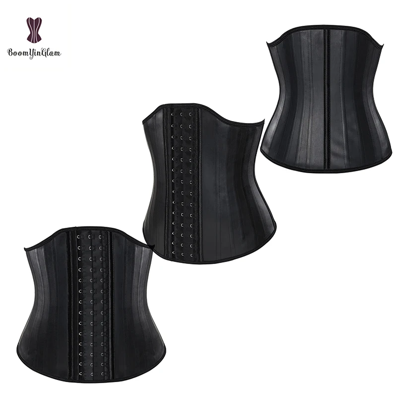 Black Women U Bust Shapers Latex Waistband Workout Girdle Colombia Slimming Belt 25 Steel Bones Corset Waist Trainer