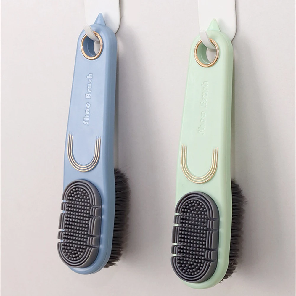 Double-Sided Shoe Brush with Clothe Brush Soft Cleaning Brush Silicone Brush Head Long Handle Brush Clothes Shoes Househo 6