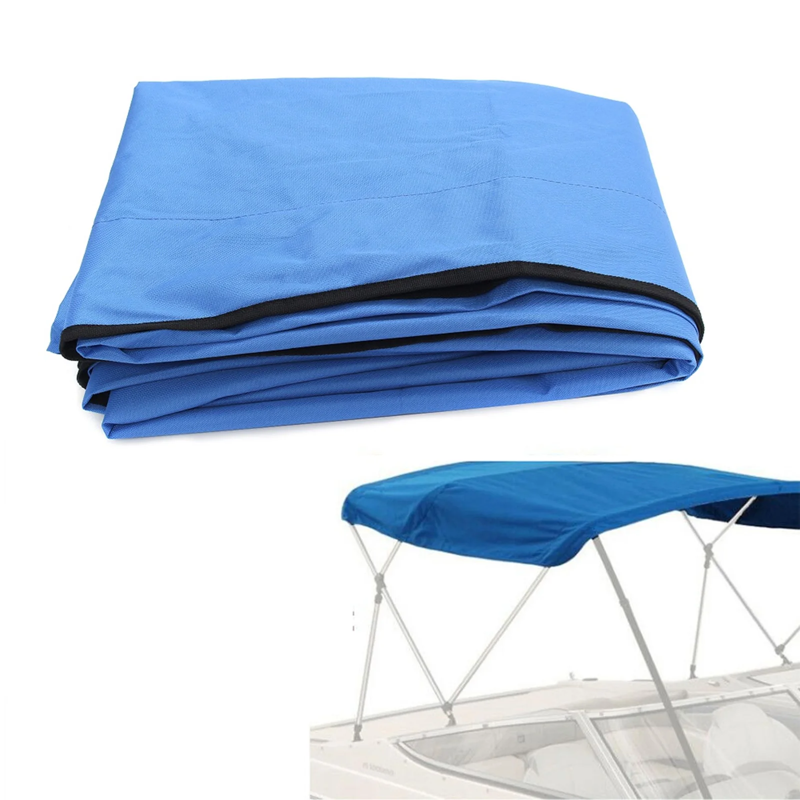 Waterproof and UV Resistant Boat Cover Canvas Yacht Awning Top Cover Zipper without Frame Fits 3 Bow 73''-78''W boat cover