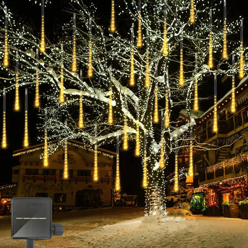 Solar LED Meteor Shower Light Outdoor Waterproof Holiday Christmas