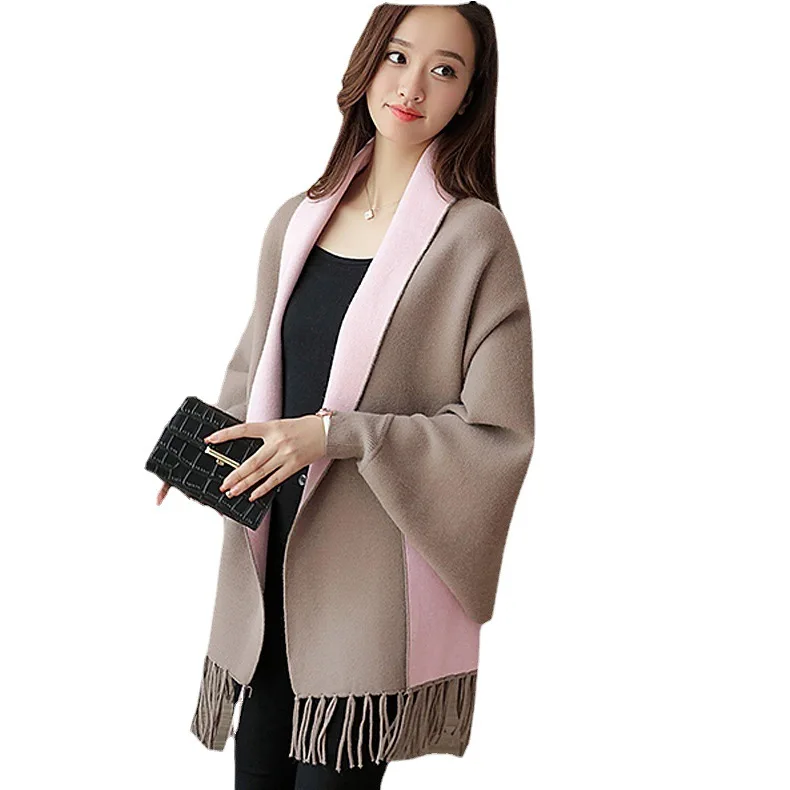 Autumn Winter Long Sleeve Patchwork Knitwear Cardigan Sweater