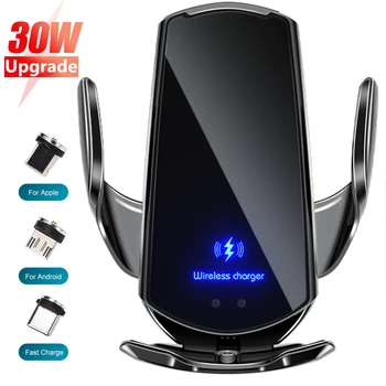Automatic 30W Car Wireless Charger for iPhone 14 13 12 11 X 8 Samsung S22 S21