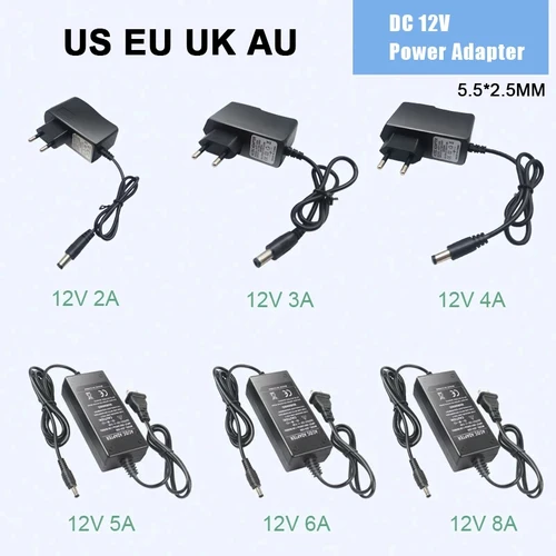 LED 전원 공급 장치, DC 12 V 전원 어댑터, 조명 변압기, LED 드라이버 어댑터, LED 스트립 조명용, 1A, 2A, 3A, 5A, 6A, 8A 2