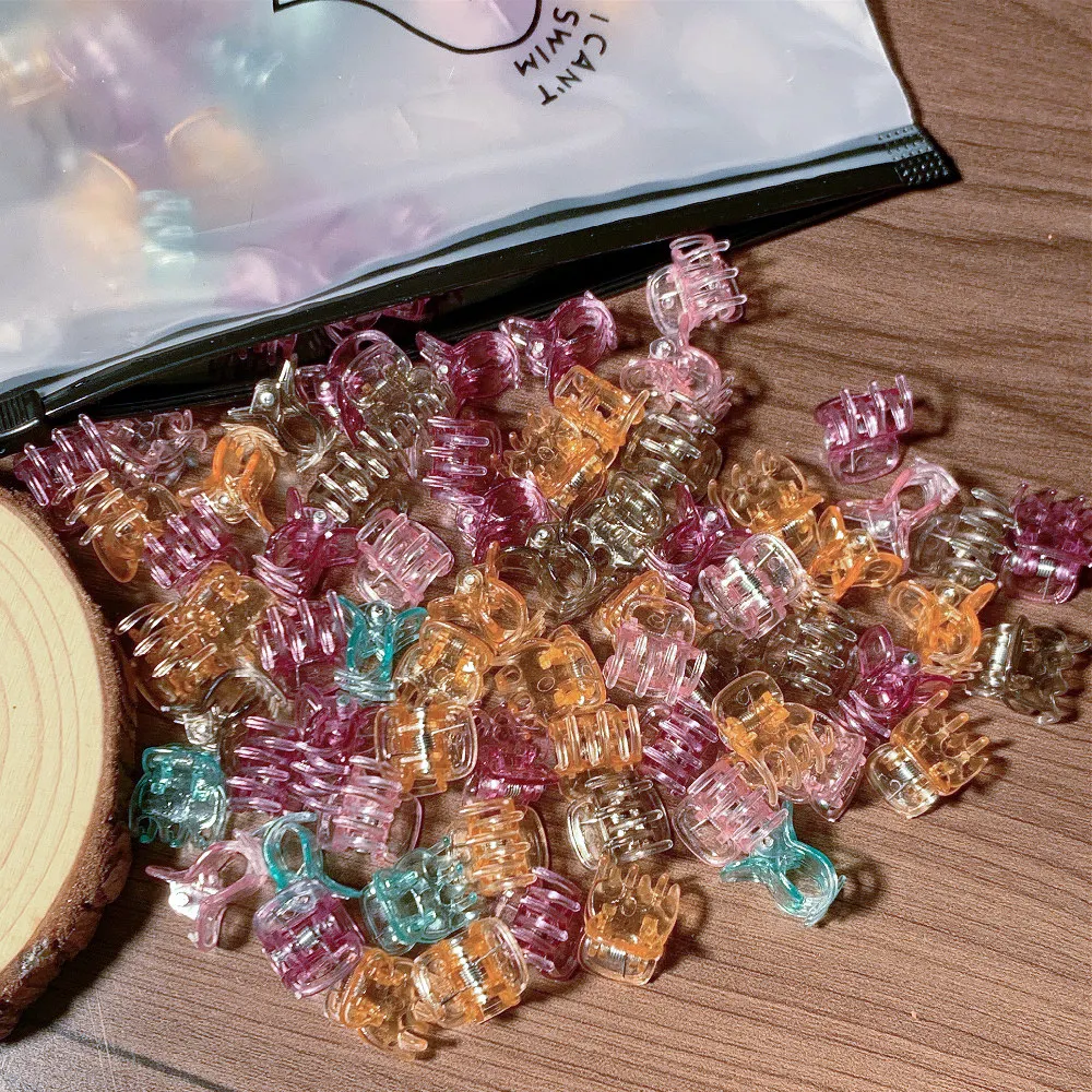 100pcs Pack Großhandel matti erte Süßigkeiten Farbe kleine Ornament Clips Haar Kralle Clips für Frauen Haarschmuck Mini Haarnadeln – Detail 9