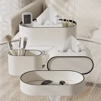 Simple PU Leather Tissue Box Big Thickened Desktop Storage Rack Home Decor Paper Napkin Holder For Office Table Countertop 1