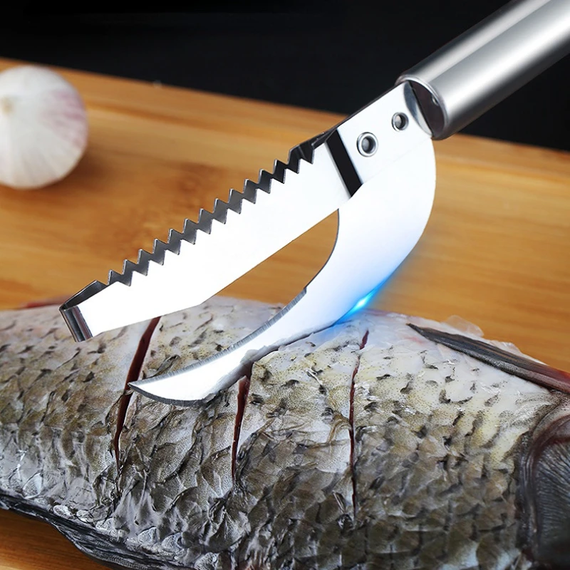 3 In 1 Stainless Steel Fish Scale Knife Cut Scrape Dig Knife Scraper Sawtooth Peelers Scraping Boning Filleting Cooking Tools fish scale cleaner fish scales scraper fish scale scraper
