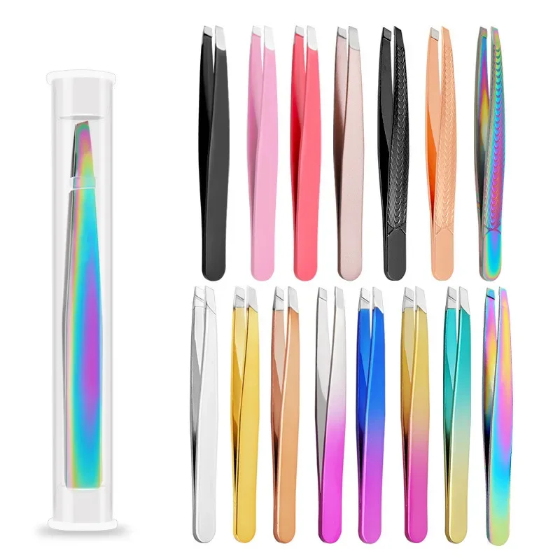 Eyebrow Tweezer with Eyebrow Brush Comb Stainless Steel Tweezers Double