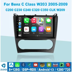 AI Voice 2 din Android Auto Carplay Car Radio for Mercedes Benz C Class W203 2005-2009 C200 C230 C240 C320 C350 CLK W209 GPS