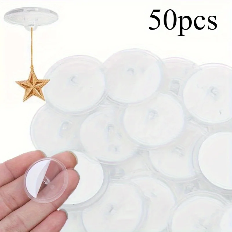 50-teilige transparente Mini-Deckenhaken – einfach zu installieren, selbstklebend und spurlos für DIY-Dekorationen, Partys, Weihnachten