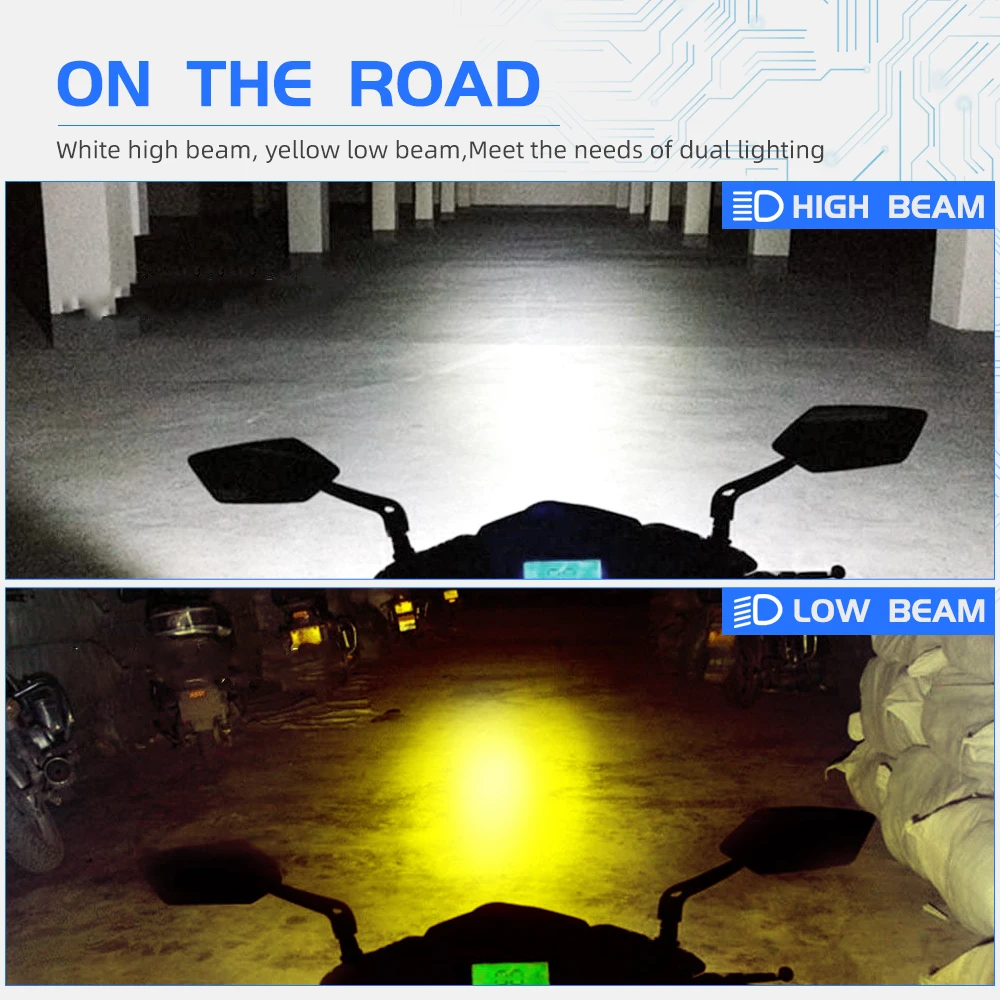 HL H4 LED 오토바이 헤드라이트 전구 H6 P15D CSP LED 렌즈 백색 황색 하이 로우 빔 스포트라이트 오토바이 스쿠터 오프로드용 12V