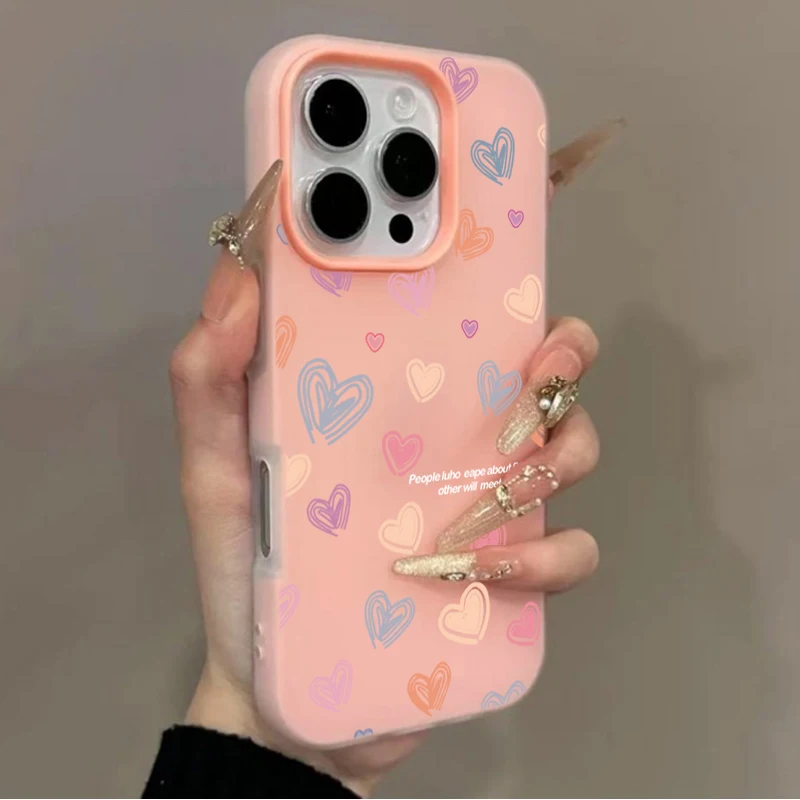 Charming Love Heart Candy Color Phone Case Cover