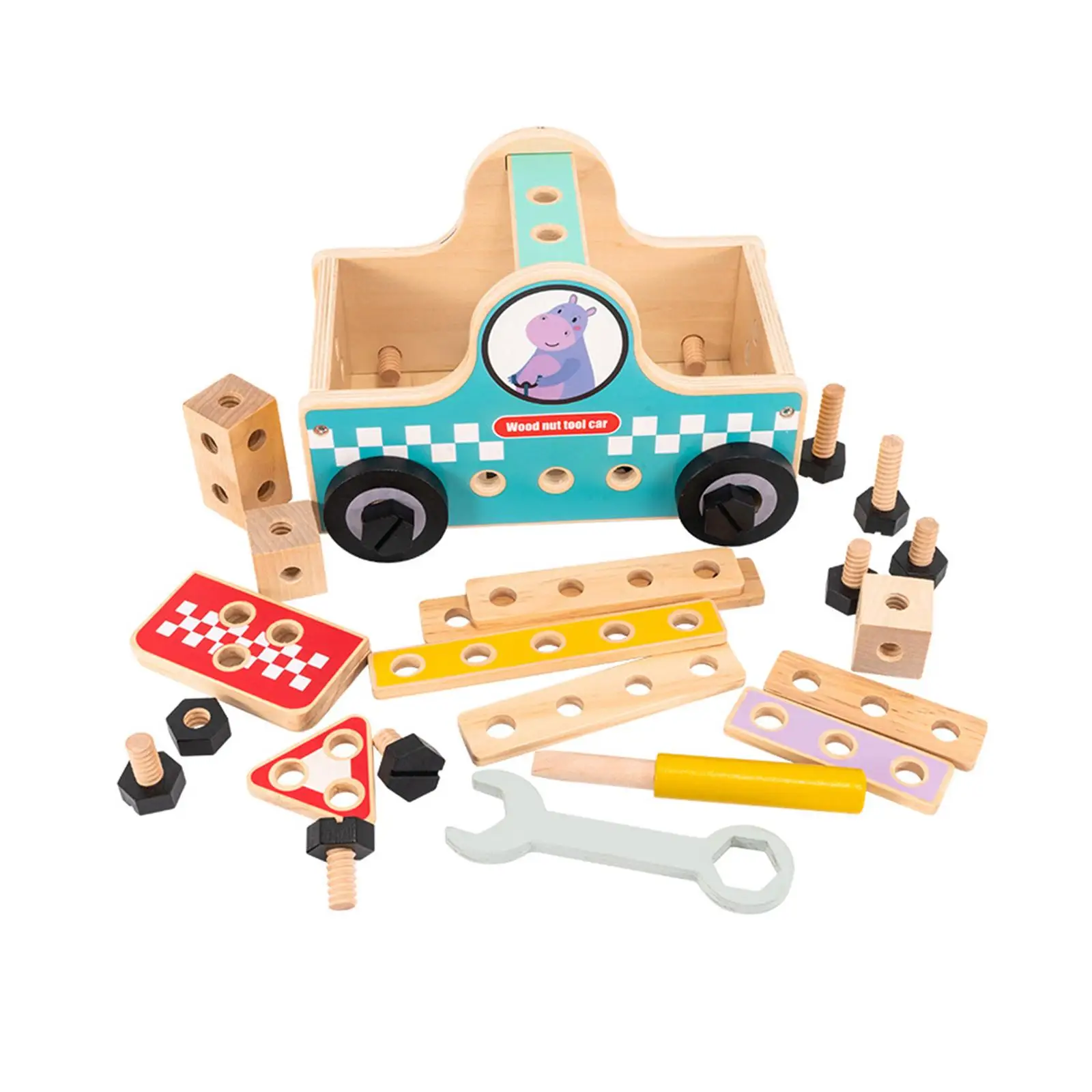 Wooden Tool Toy Creative Gift Assembly Set Play Accessories Wooden Repair Tool Box for Boys Girls Toddler Children Kids Ages 3-6