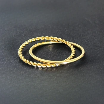 Anelli impilabili in acciaio inossidabile per donna Anello da dito sottile intrecciato color oro 18 carati misura 5-10 # Gioielli alla moda, regali non appannati