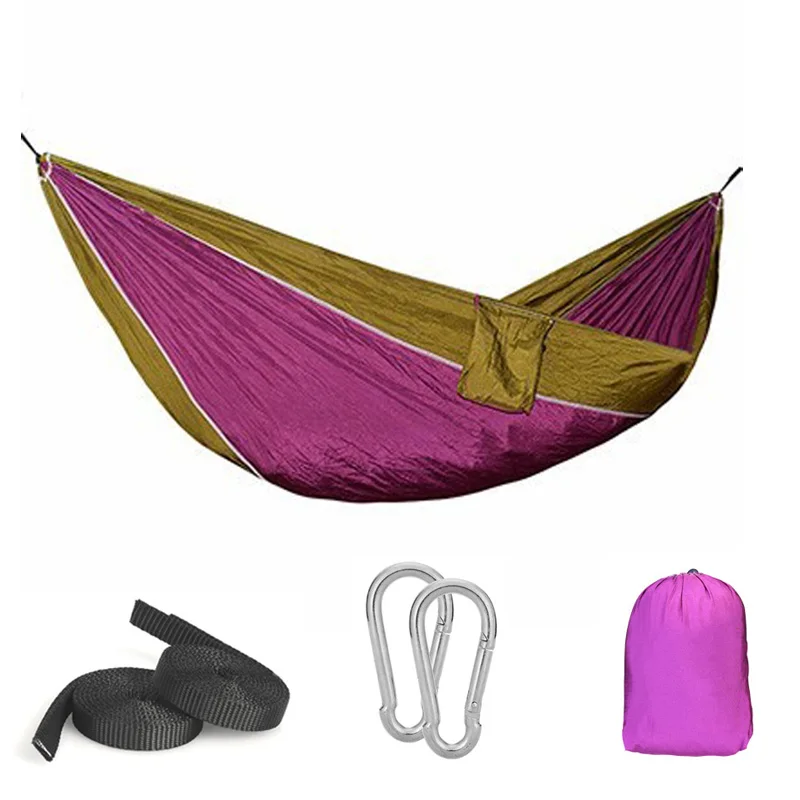 Camping Hammock For Single 220x90cm Outdoor Hunting Survival Portable Garden Yard Patio Leisure Parachute Hammock Swing Travel 