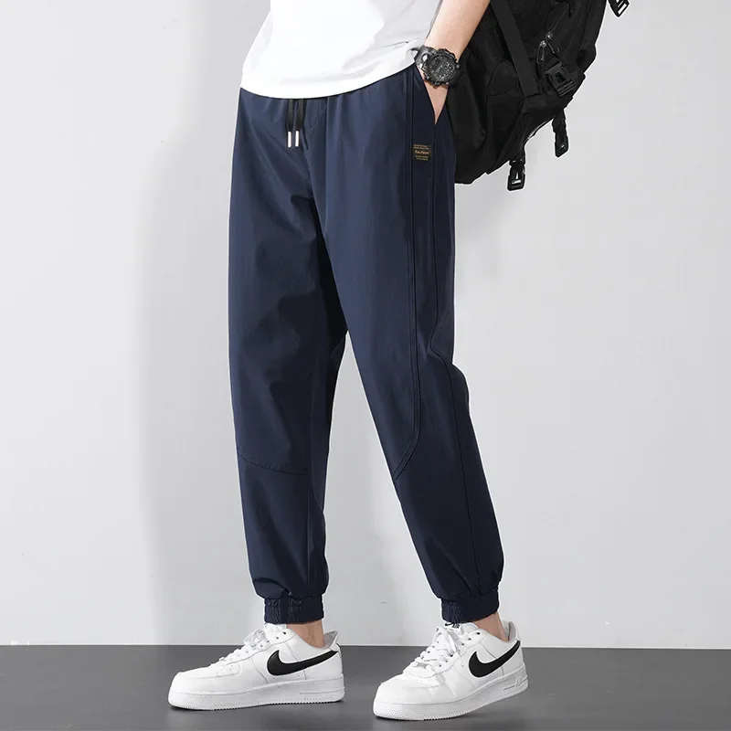 Ice Silk Casual Pants, Athletic, Quick Drying, Breathable, Cropped, Elastic Leggings