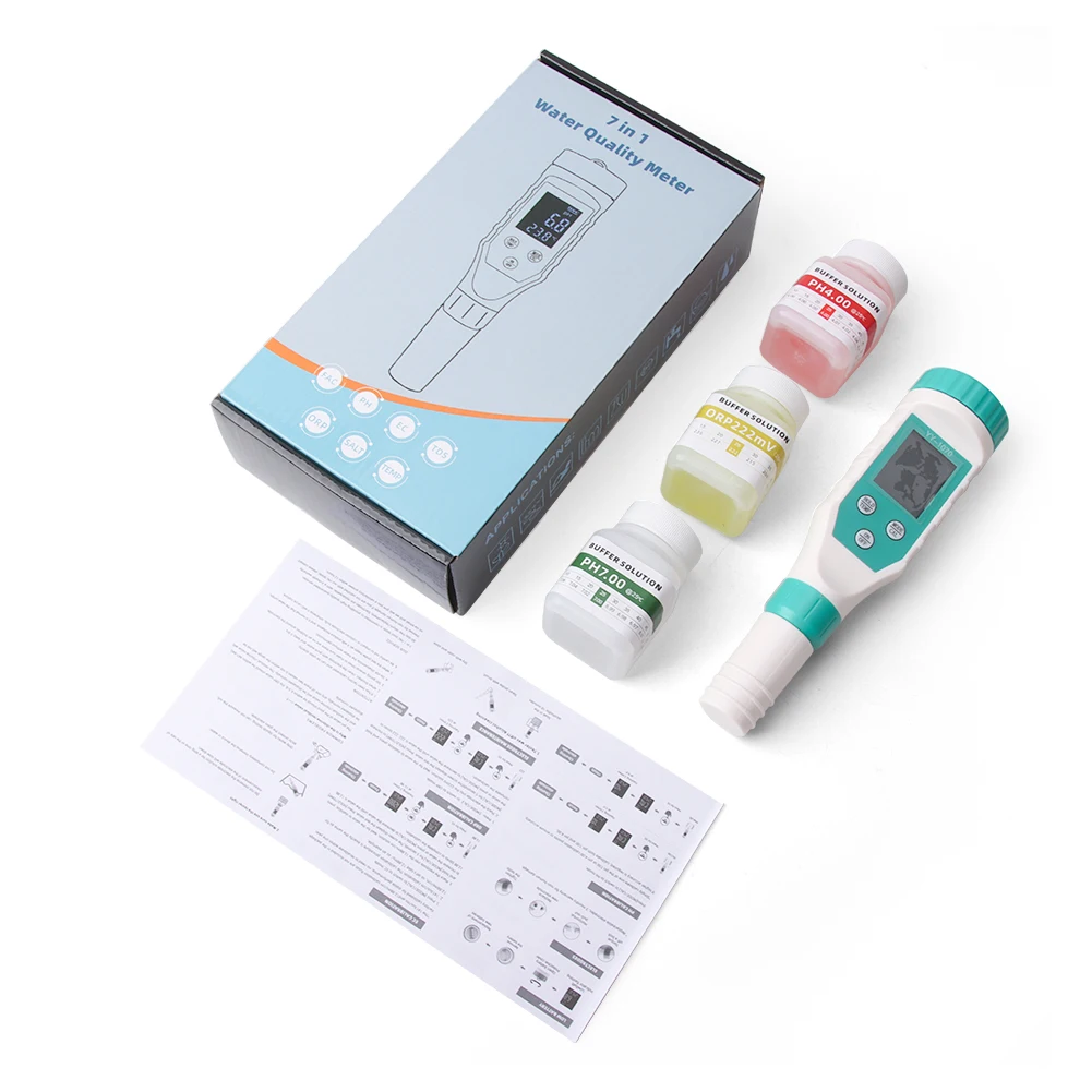 7 IN 1 Cl Temperature TDS ORP EC Salinity pH Meter Chlorine Testers for Pool Fil