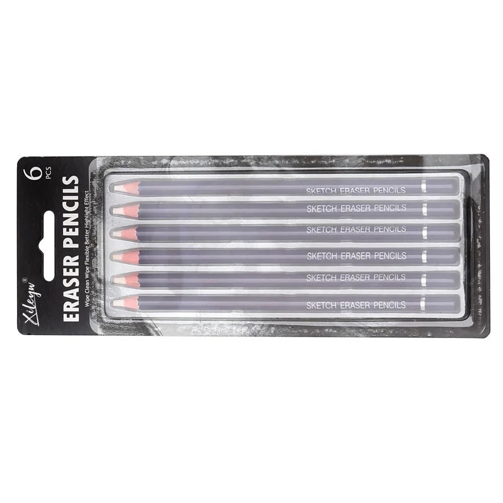 

6Pcs Student Eraser Pencils Portable Rubber Drawing Erasers Painting Erasers Student Supplies