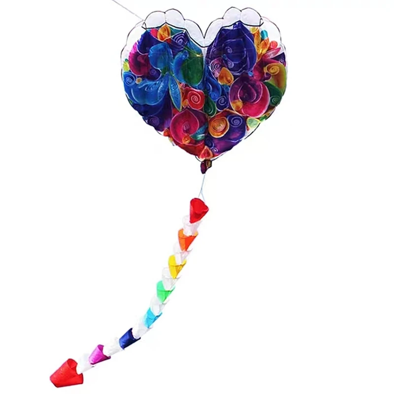 Heart Shaped Soft Kite Inflatable Nylon Adult Kite Cometa Gigante Children's Kite Tear Resistant and Easy To Fly Beach Kites 6