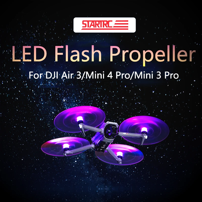 

STARTRC аксессуары для DJI Air 3/Mini 3 Pro/Mini 4 Pro светодиодные флэш-пропеллеры с подсветкой ночью светящиеся пропеллеры с низким уровнем шума реквизиты 2 пары