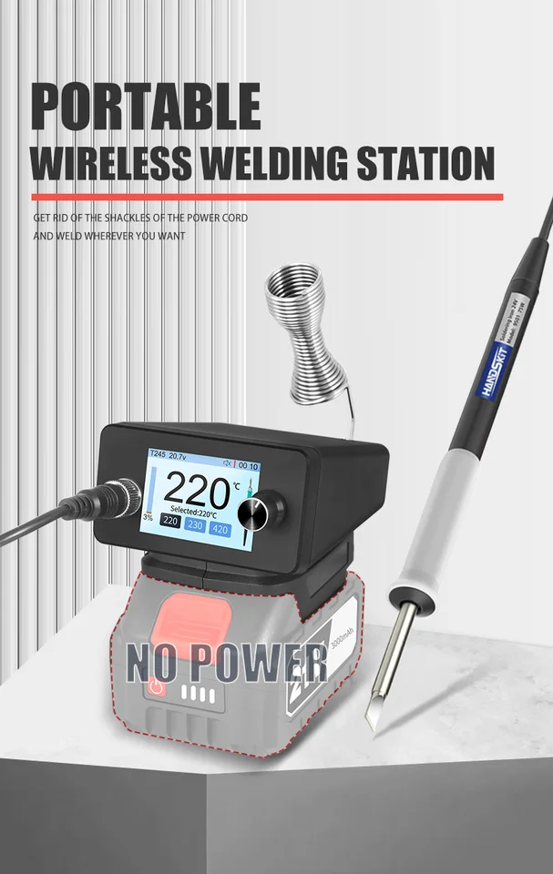 Stazione per saldatore a batteria QUICKO T12-G 72W per batteria agli ioni di lio massima 20V per saldatura elettrica a batteria Maka  1420