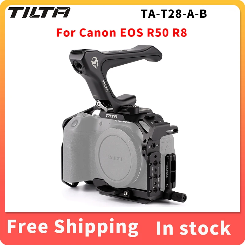 

TILTA Full Camera Cage For Canon R8 Black TA-T28-A-B HDMI Cable Clamp For Canon EOS R50 R8 ARRI 3/8" 1/4"-20 Threaded Hole