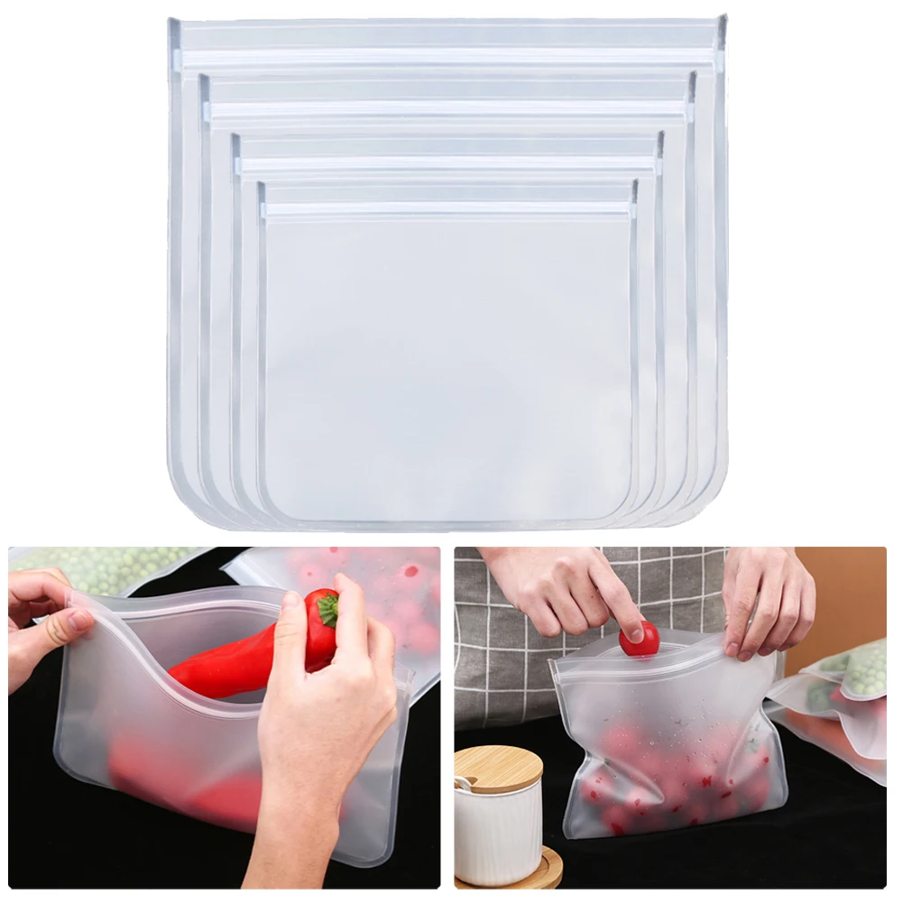 

1pcs Silicone Food Storage Containers Leakproof Containers Reusable Ziplock Bag Fresh Bag For Refrigerator Kitchen Hermetic Bags
