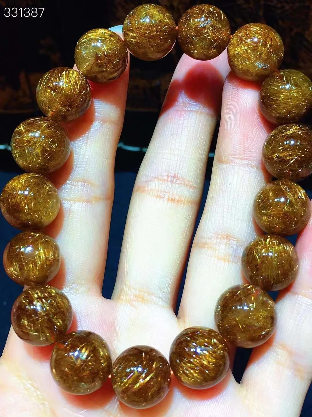 

Natural Copper Rutilated Quartz Cat Eye Bracelet 12mm Crystal Brazil Clear Beads Women Man Bracelet Genuine AAAAA
