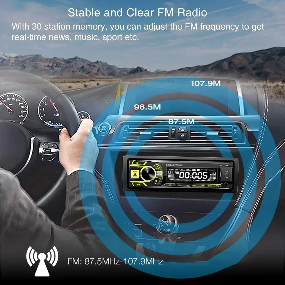 Car Radio Car Music Player Car Multimedia Player Car Radio Player Grandnavi 1 Din FM Car Radio Audio Stereo Aux Input Receiver TF SD USB 12V In-dash MP3 Bluetooth Multimedia Auto Radio Player