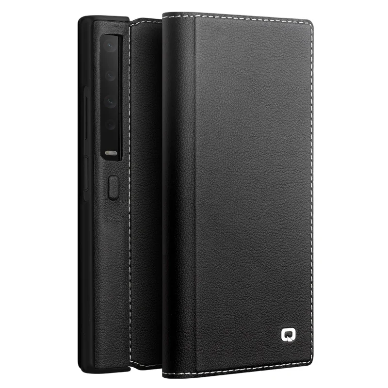 QIALINO Case for Huawei Mate XS/XS2 Genuine Leather Business Luxury Screen Flip Cover Protective Crocodile Case for Mate XS/XS2