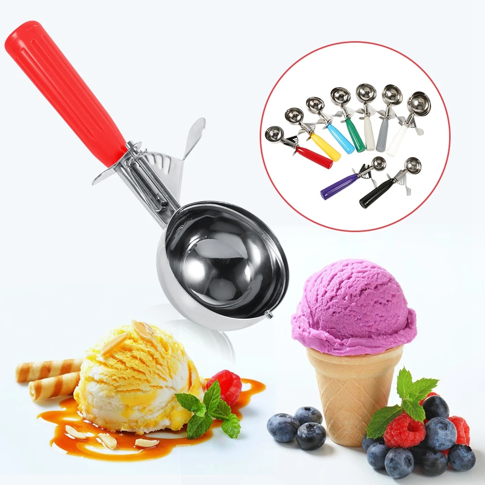 Practical Stainless Steel Fruit Ice Cream Scoop Spoon with Plastic Handle Kitchen Tool Hot Stainless Steel Ice Cream Scoop kitchen scoop