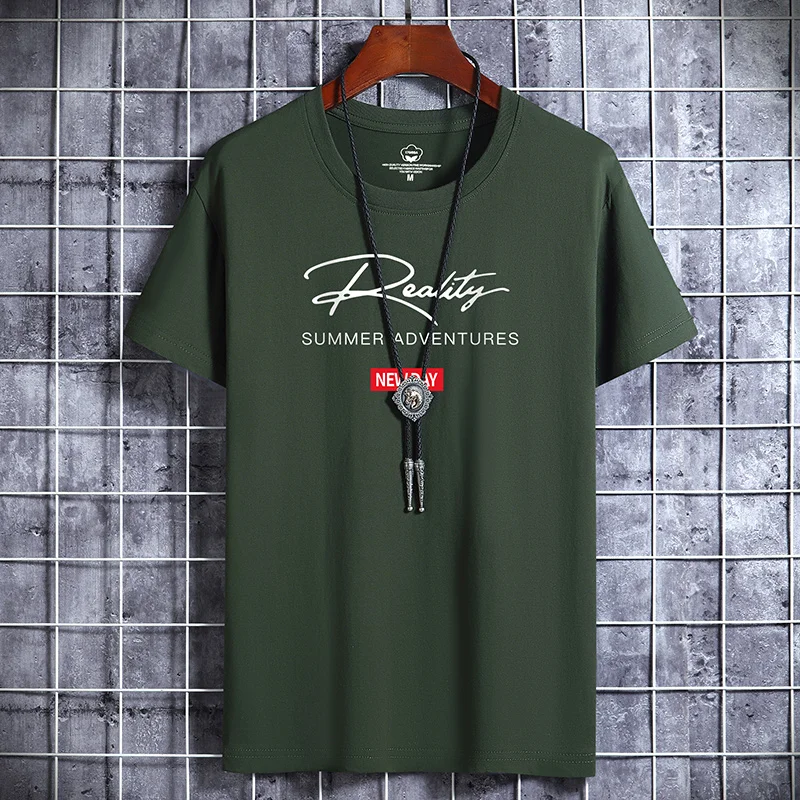 2022 NEW Letter Printing 100% Cotton Men T Shirt Hip-Hop Cotton T-shirt O-neck Summer Male Causal Tshirts Fashion Loose Tees J02