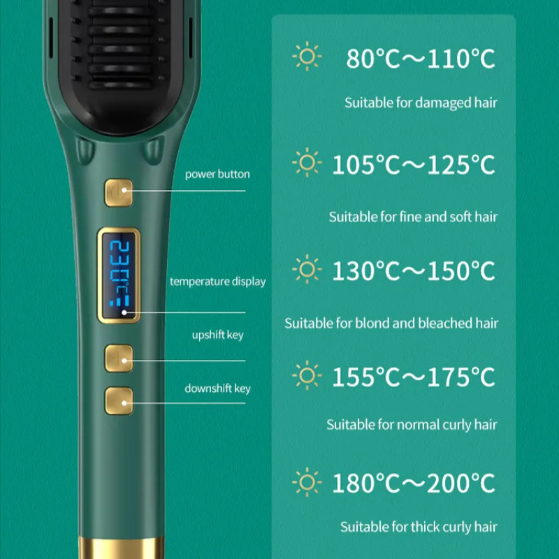 Popular Negative Ion Hair Straightening Comb Hair Curler Straightener Professional Curling Iron