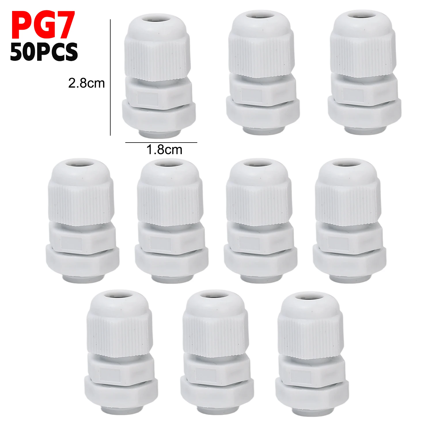 Waterproof Nylon Cable Gland Connector with Adjustable Locknut and Strain Relief Joint, IP68 Rated
