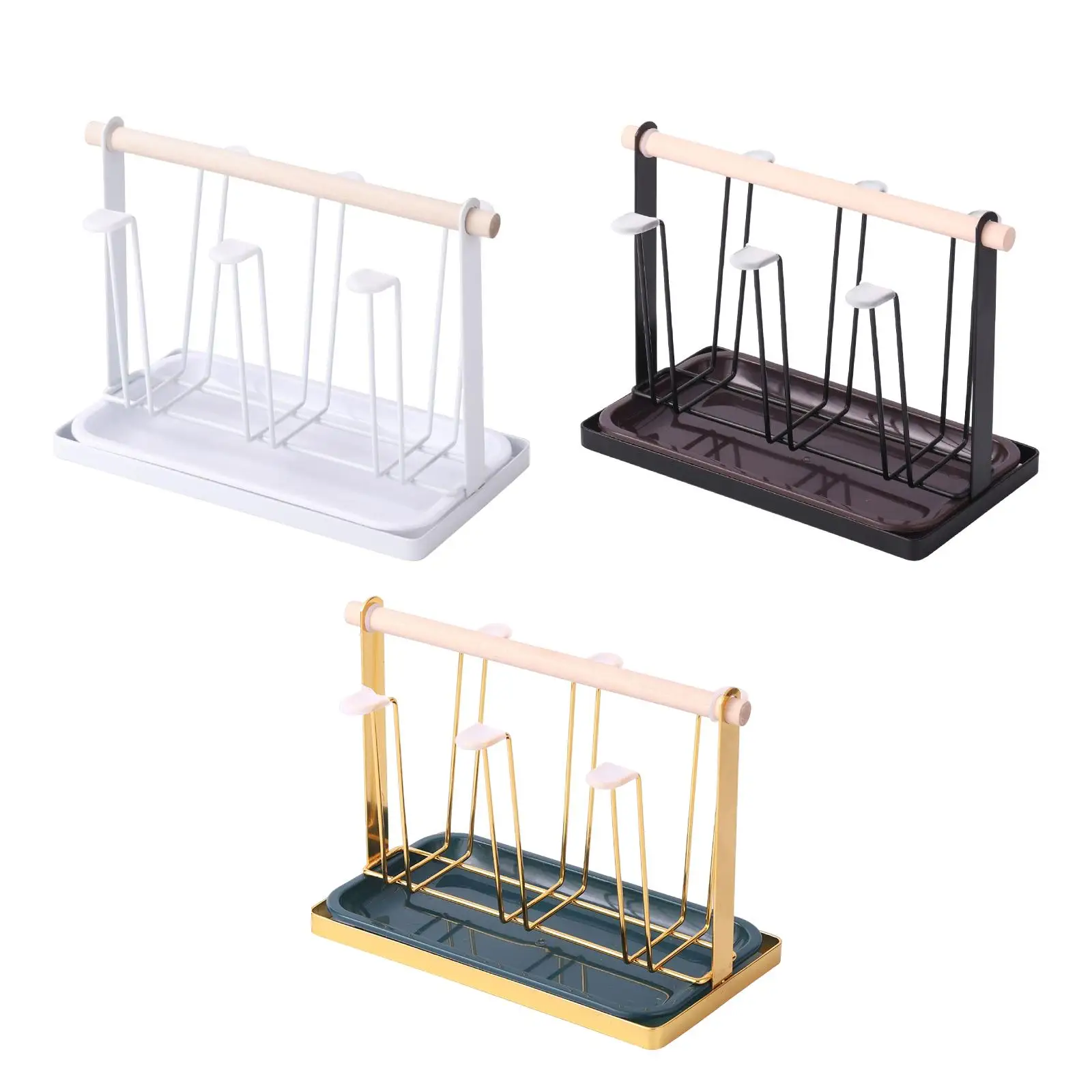 Luxury Coffee Mug Water Cup Rack 6 Cup Holder and Plate Water Mug Draining Drying Glass Cup Stand for Coffee Cup Countertop 5