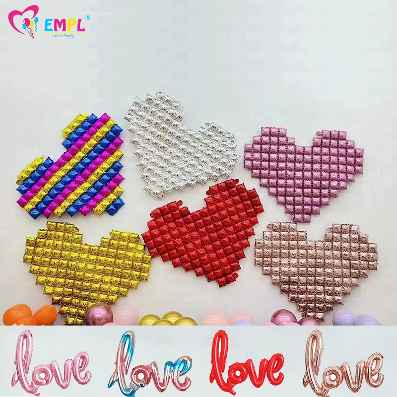 

Heart Square Foil Balloons Background Wall Decorations Valentine's Day Wedding Baby Shower Birthday Party LOVE Letter Balloon